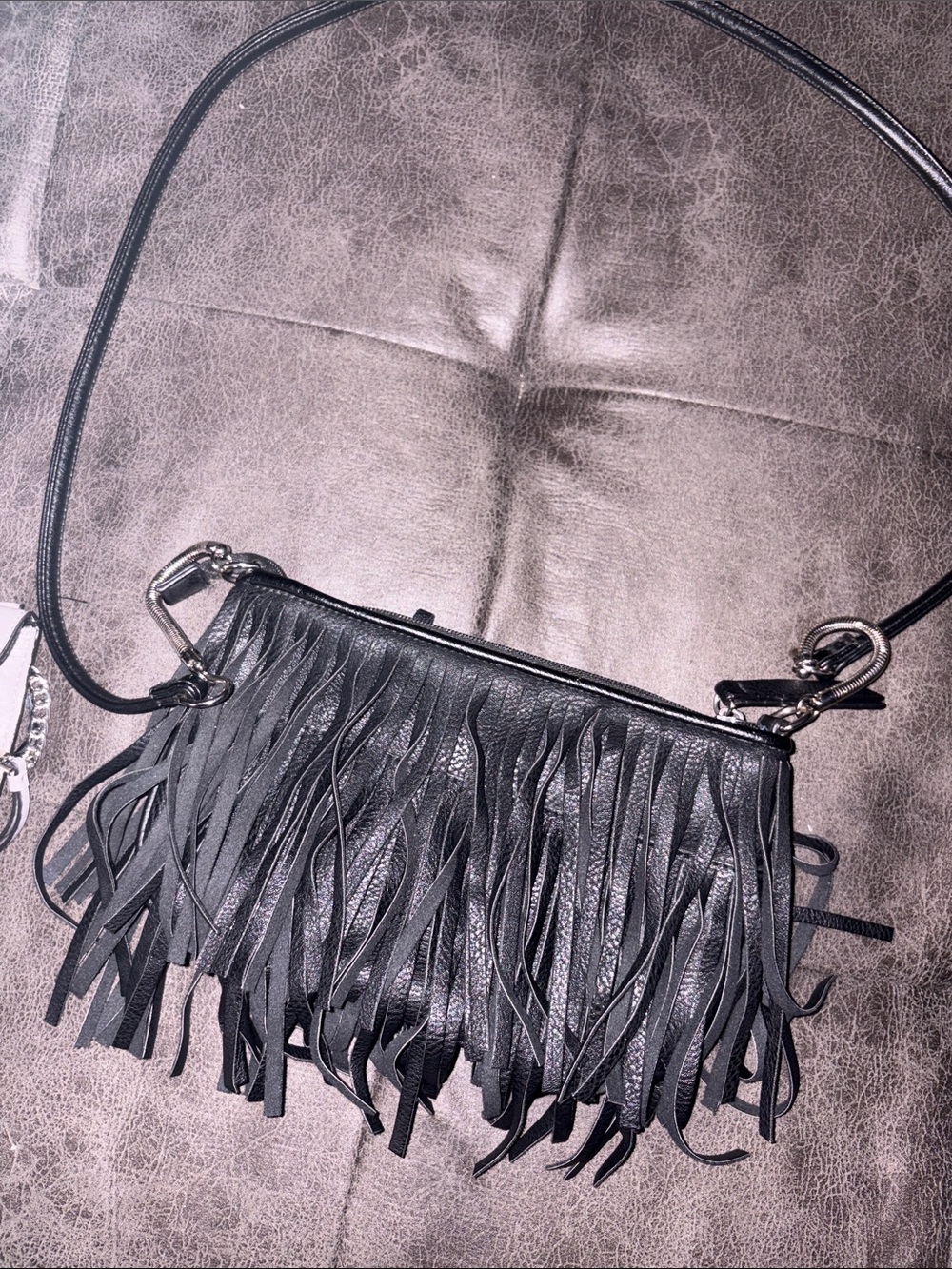Candie's Black Fringed Crossbody Bag